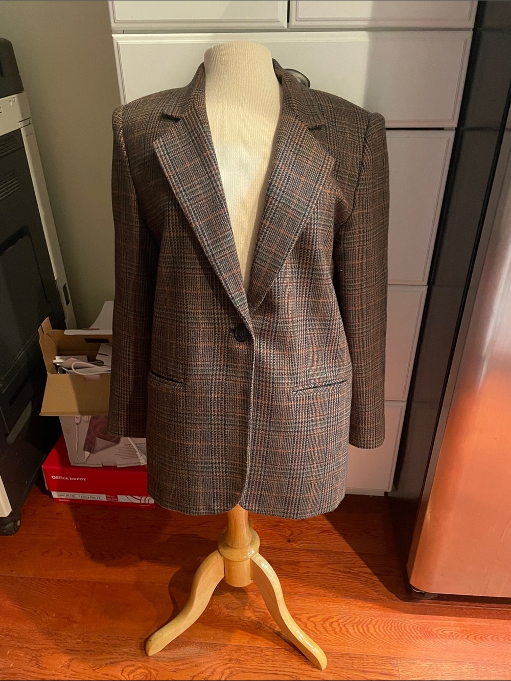 Sag Harbor Brown Plaid Single-Button Blazer